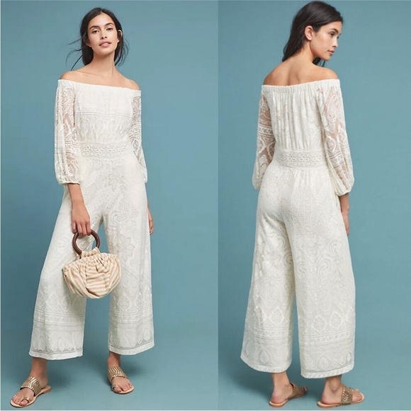 FARM RIO ANTHROPOLOGIE Elliot Off Shoulder Jumpsuit - Picture 1 of 8